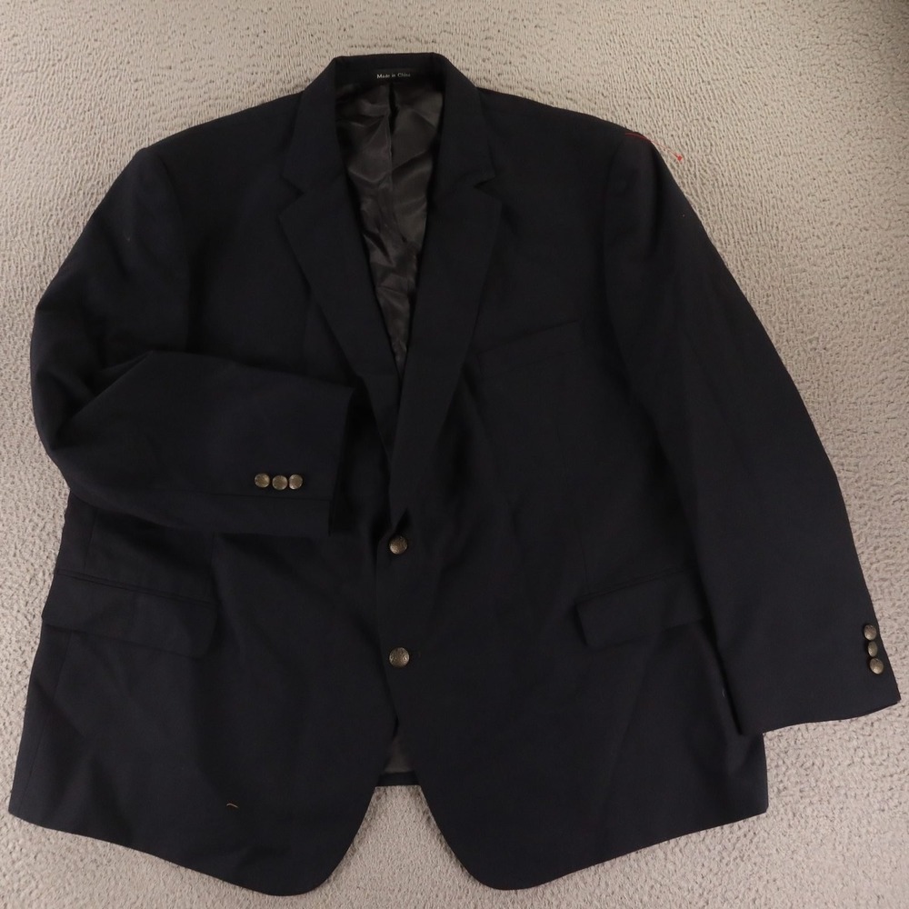 Marco Biella Jacket 50R 2XL Blue 100% Wool Navy Blazer Crest Buttons